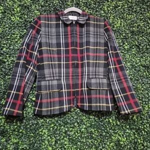 Liz Claiborne Plaid Blazer - Black, Red, Yellow